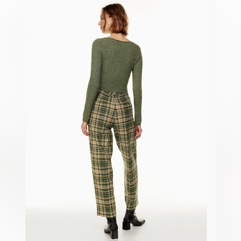 Aritzia Wilfred High Waisted Wool Blend Plaid Carnaby Carrot Ankle Pants Size 0 - Picture 4 of 14
